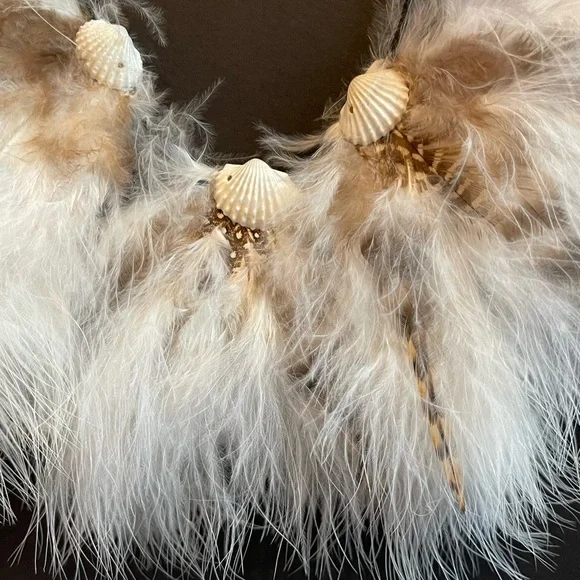 🐸Feather and seashell necklace on adjustable length silky cord - reversible NWOT - Picture 3 of 8